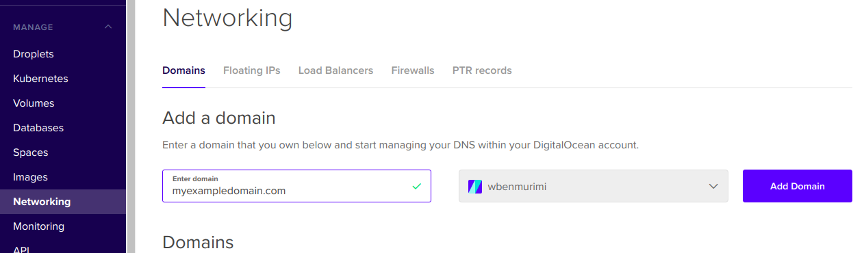 Digital Ocean Domain Configuration